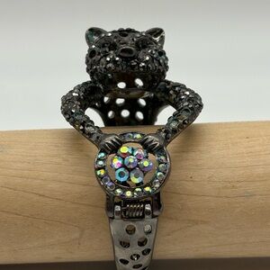 Black Panther Bracelet with Multicolor Rhinestones